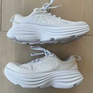 white hoka bondi 8. WHITE. Size 6.5